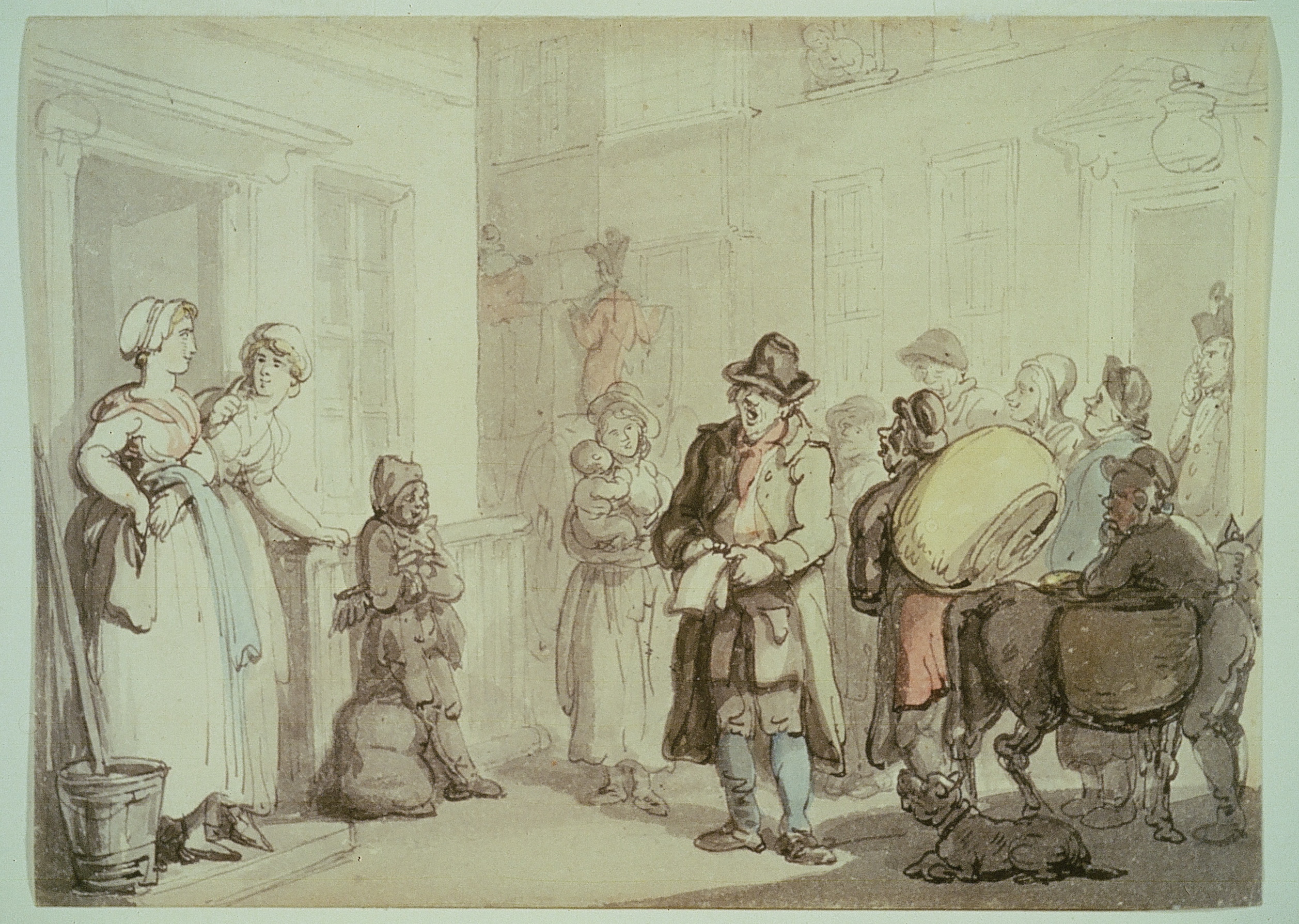A man hawking broadsides to a crowd